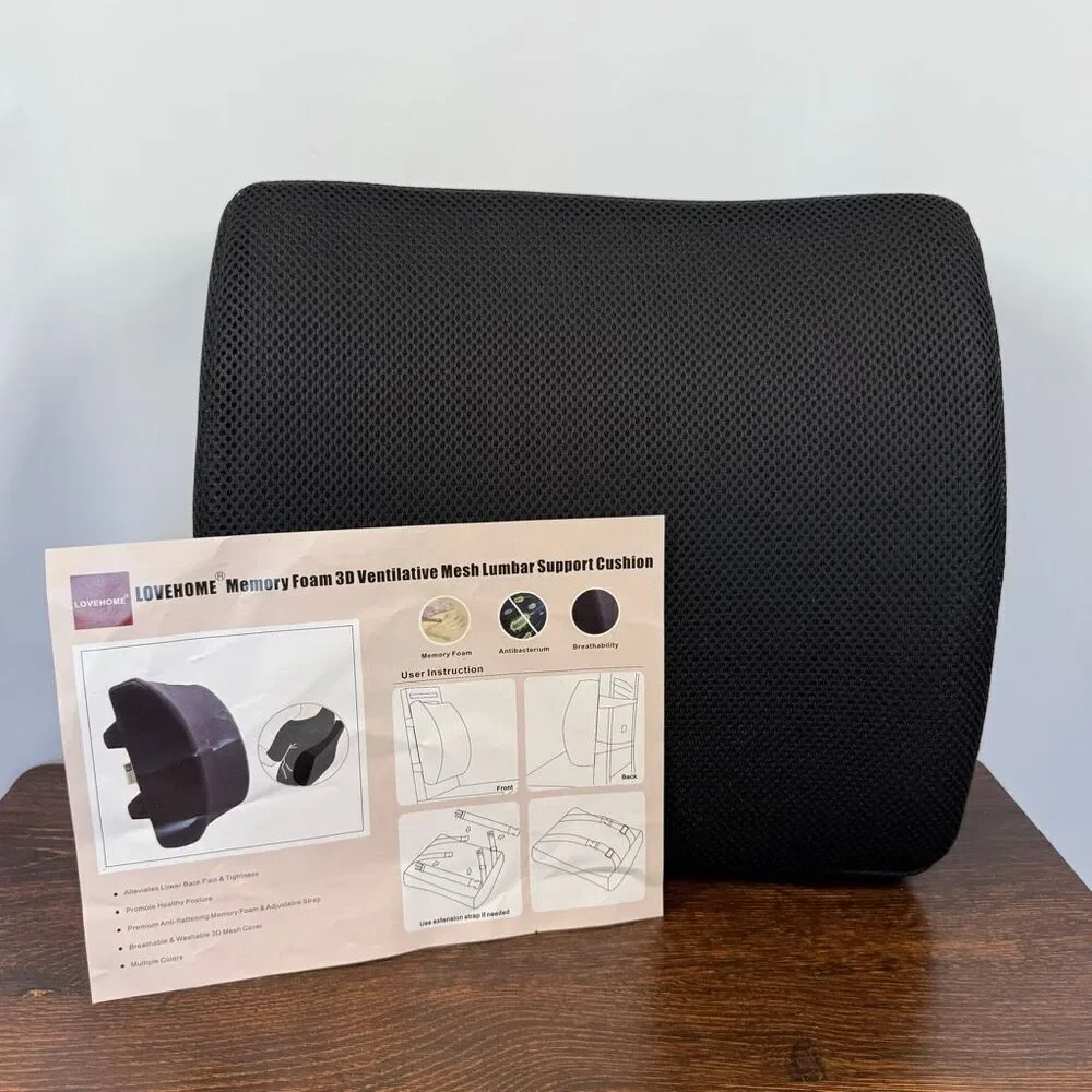 LOVEHOME Lumbar Pillow Back Support Memory Foam 13x13x4 NWOT